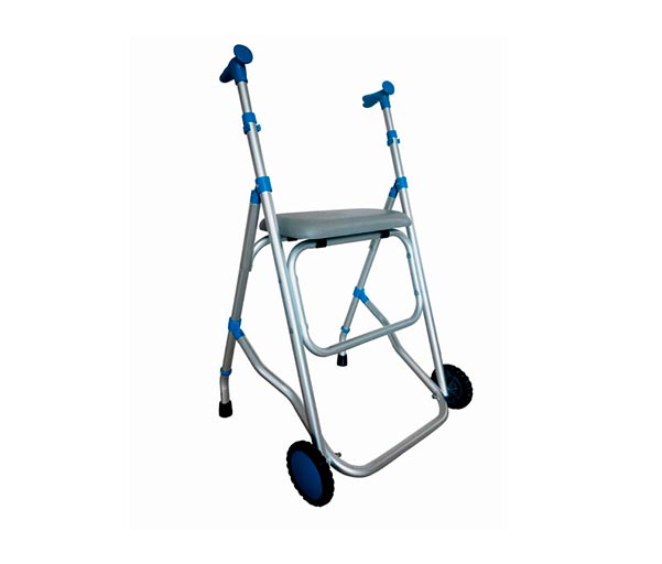 Andador aluminio asiento 2 ruedas
