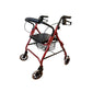 Rollator con 4 ruedas, asiento y freno de manos.